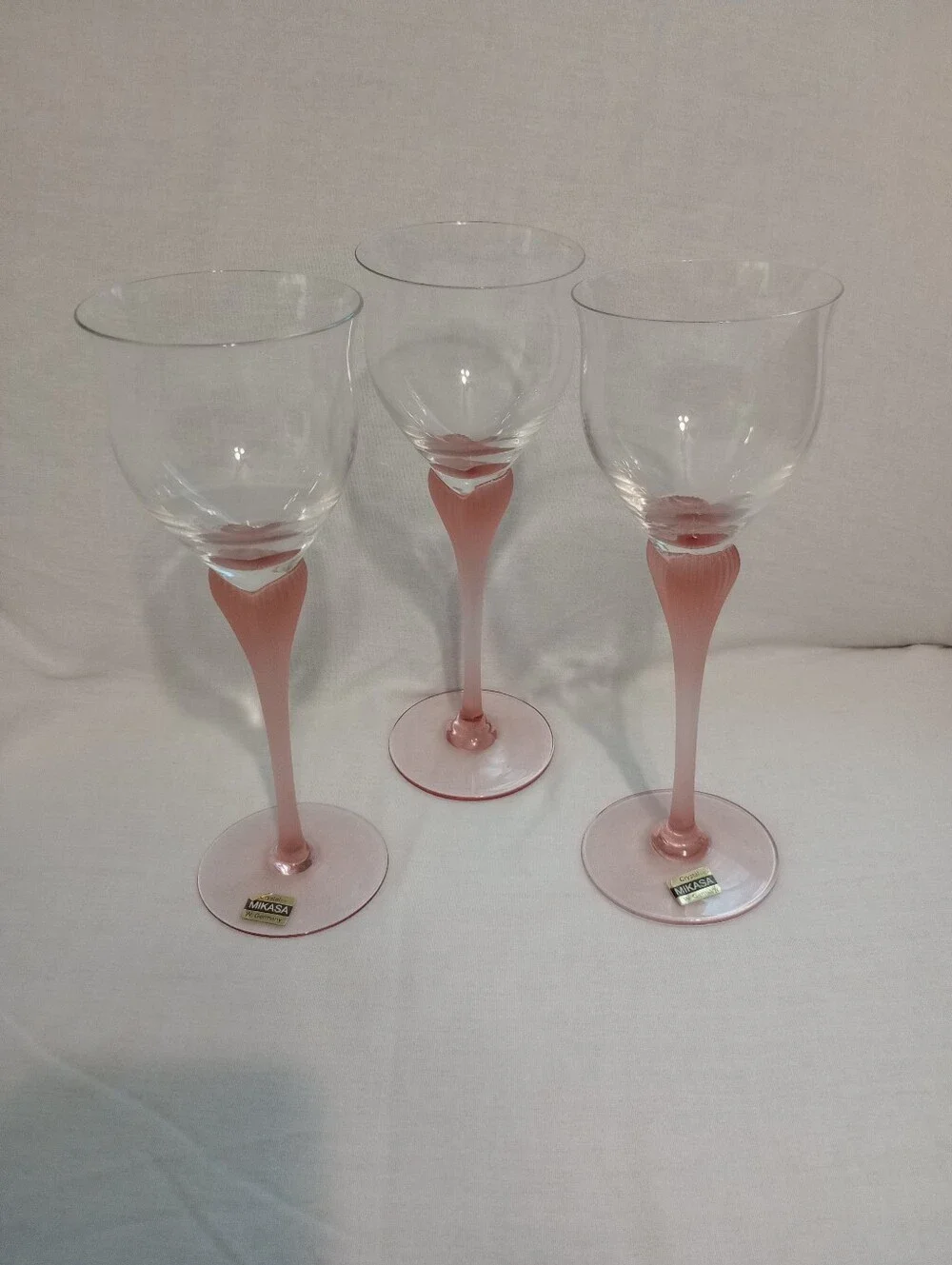 Mikasa Sea Mist Coral Wine Glasses-Set of 3- Made In West Germany